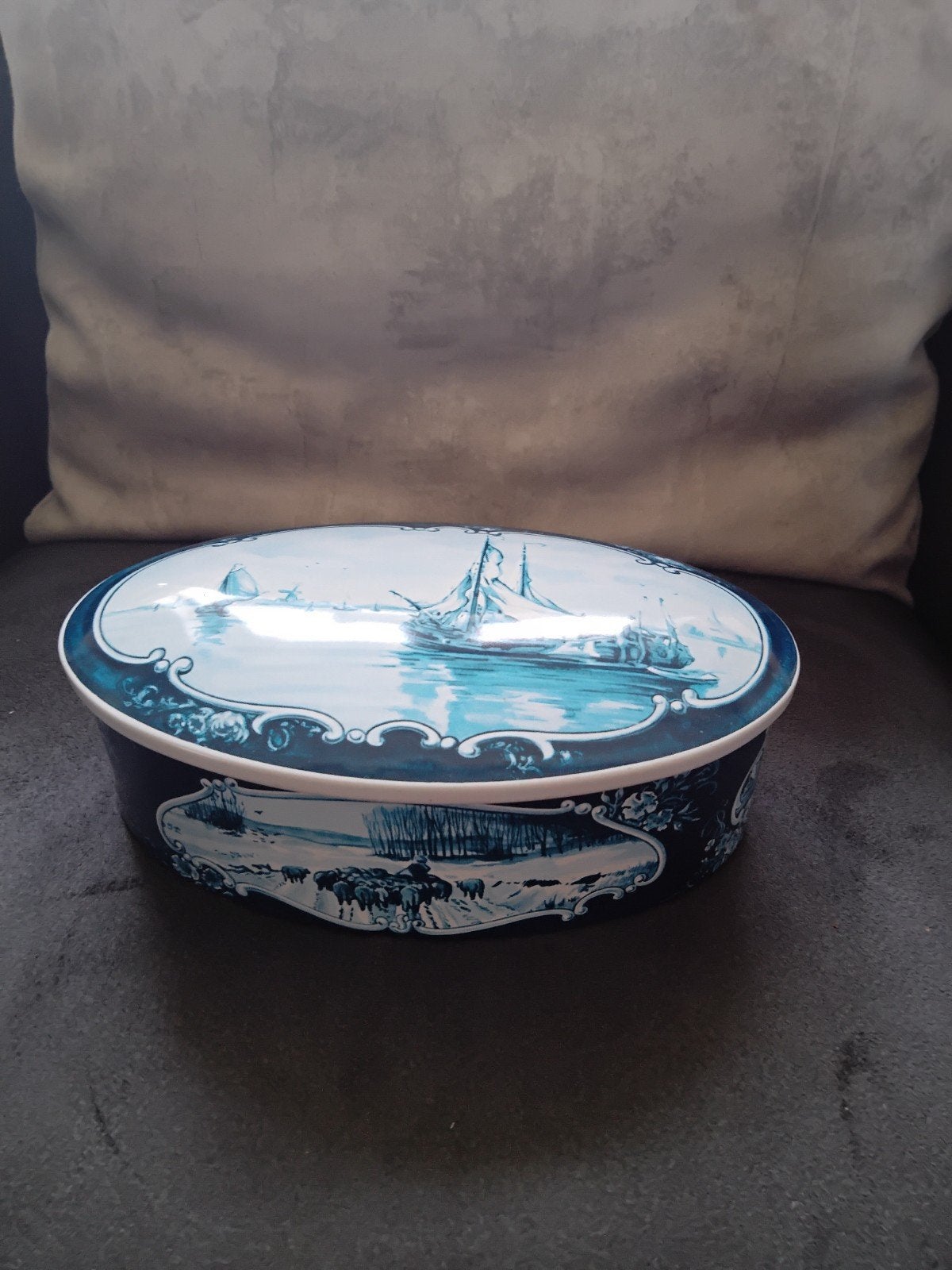 Rademaker Haagse Hopjes blik - Delfts blauw decor, Verzamelen, Blikken, Ophalen of Verzenden, Gebruikt, Overige, Overige merken