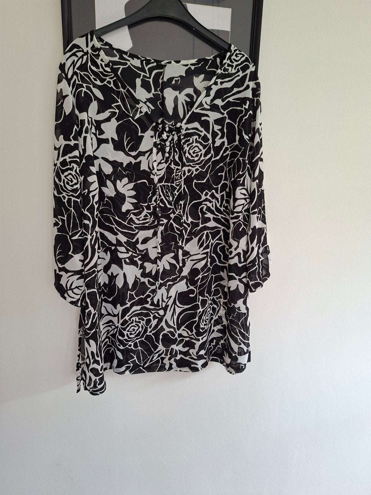 Leuk zwart-wit strandjurkje - 1x gedragen - Maat XL, Ophalen of Verzenden, Gedragen, Maat 46/48 (XL) of groter, Zwart