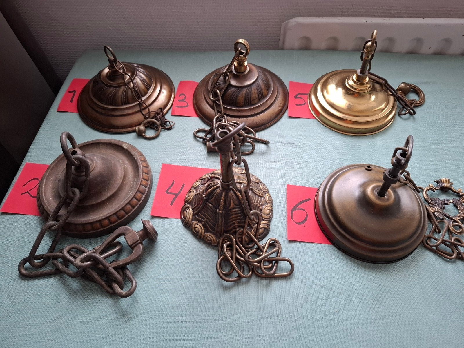 6 stuks oude lampen plafonkappen, Ophalen of Verzenden