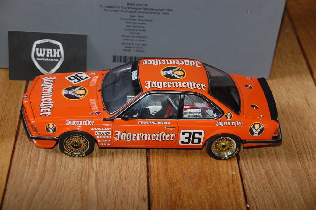 BMW 635 CSI ETC JAGERMEISTER #36 Autoart dealer WRH, Hobby en Vrije tijd, Verzenden, Zo goed als nieuw, Auto, Autoart