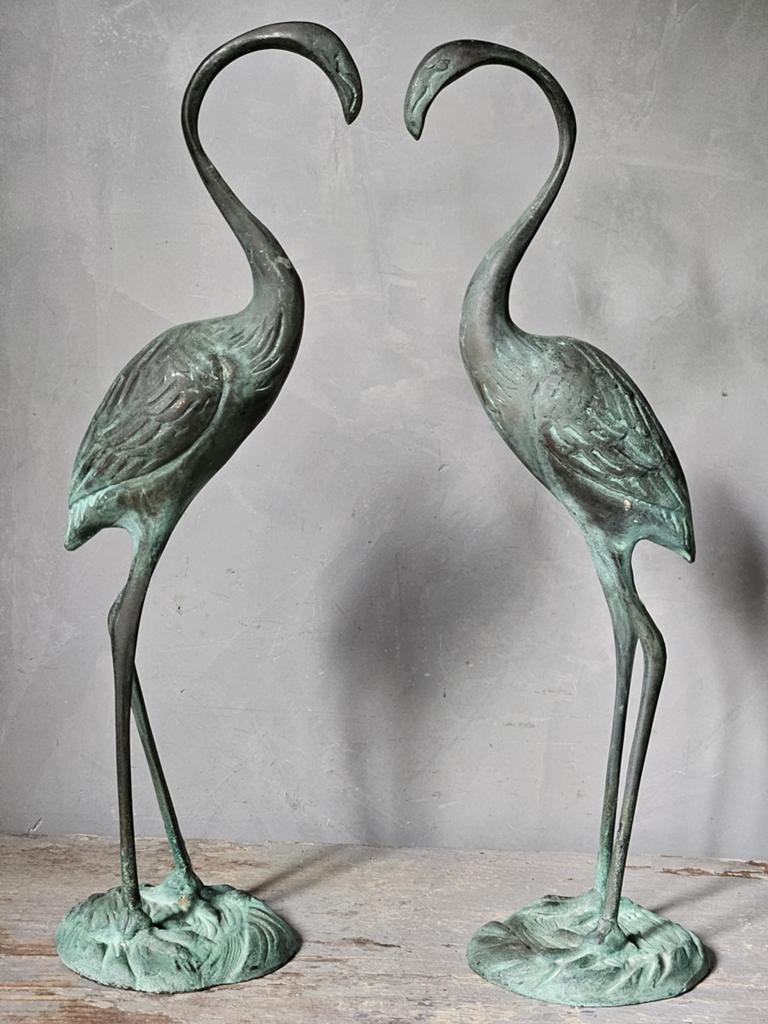 Set bronzen flamingo’s / vogels, Antiek en Kunst, Ophalen of Verzenden, Brons