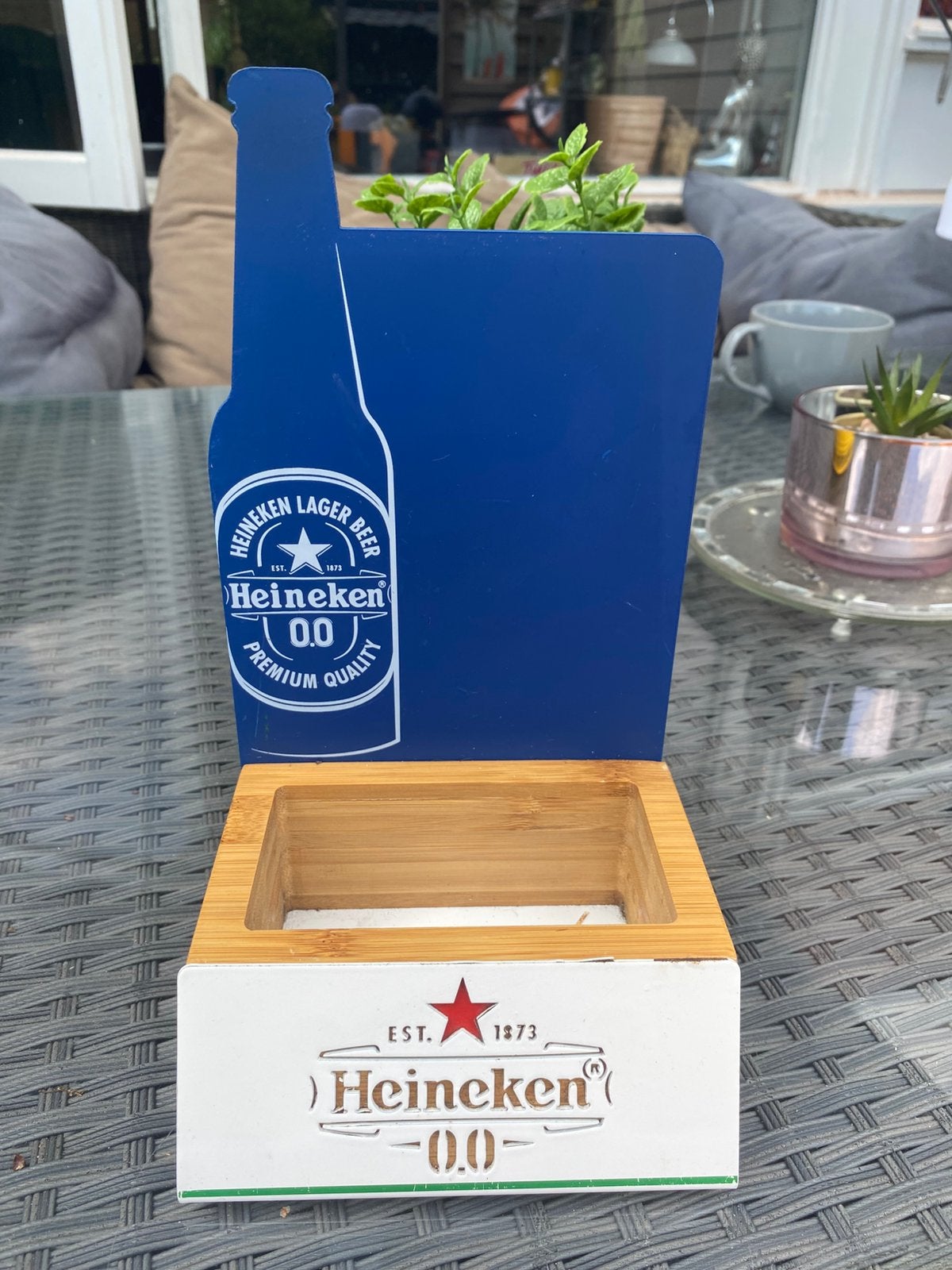 0.0 heineken horeca voor op reclame voor op tafel, Verzamelen, Biermerken, Ophalen of Verzenden, Zo goed als nieuw, Heineken