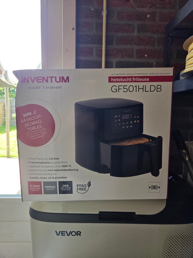 Inventum GF501HLDB Airfryer XL - 5L - 11 programma's, Ophalen, Zo goed als nieuw, Airfryer XL, 1500 gram of meer