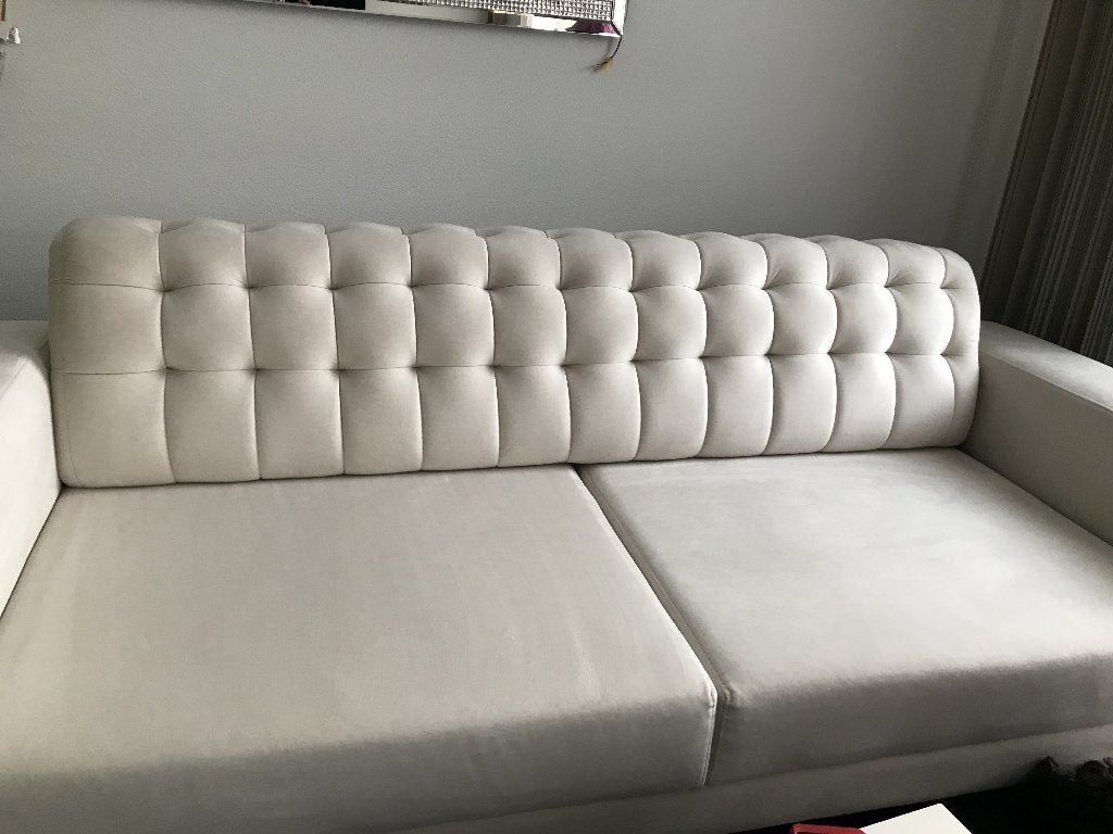 Mooie witte zilver moderne VELVET bankstel! Koopje!, Ophalen, Zo goed als nieuw, Driepersoons, Stof
