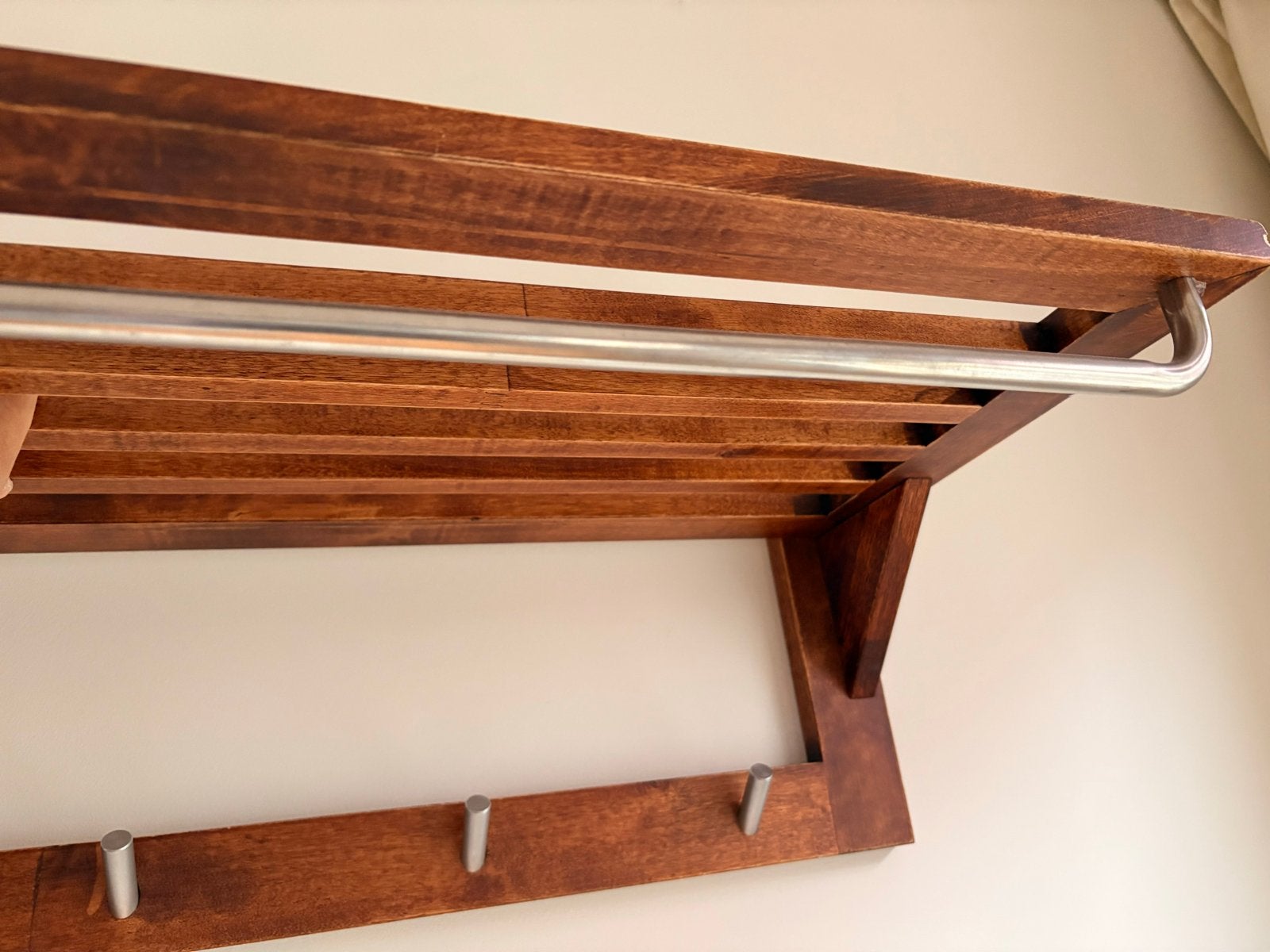 Houten wandkapstok met roede en haken, Gebruikt, Minder dan 100 cm, Hout, Ophalen