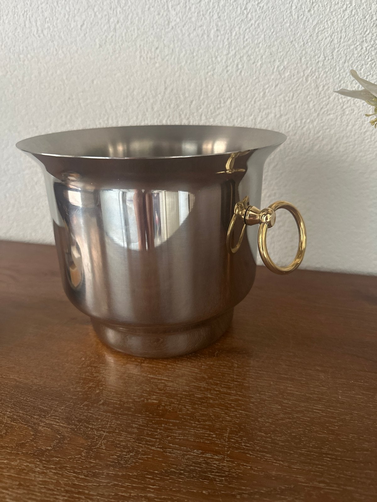 Stijlvolle RVS Koeler of IJsemmer met Gouden Handvatten, Ophalen, Met handvatten, Rond, Koeler of IJsemmer