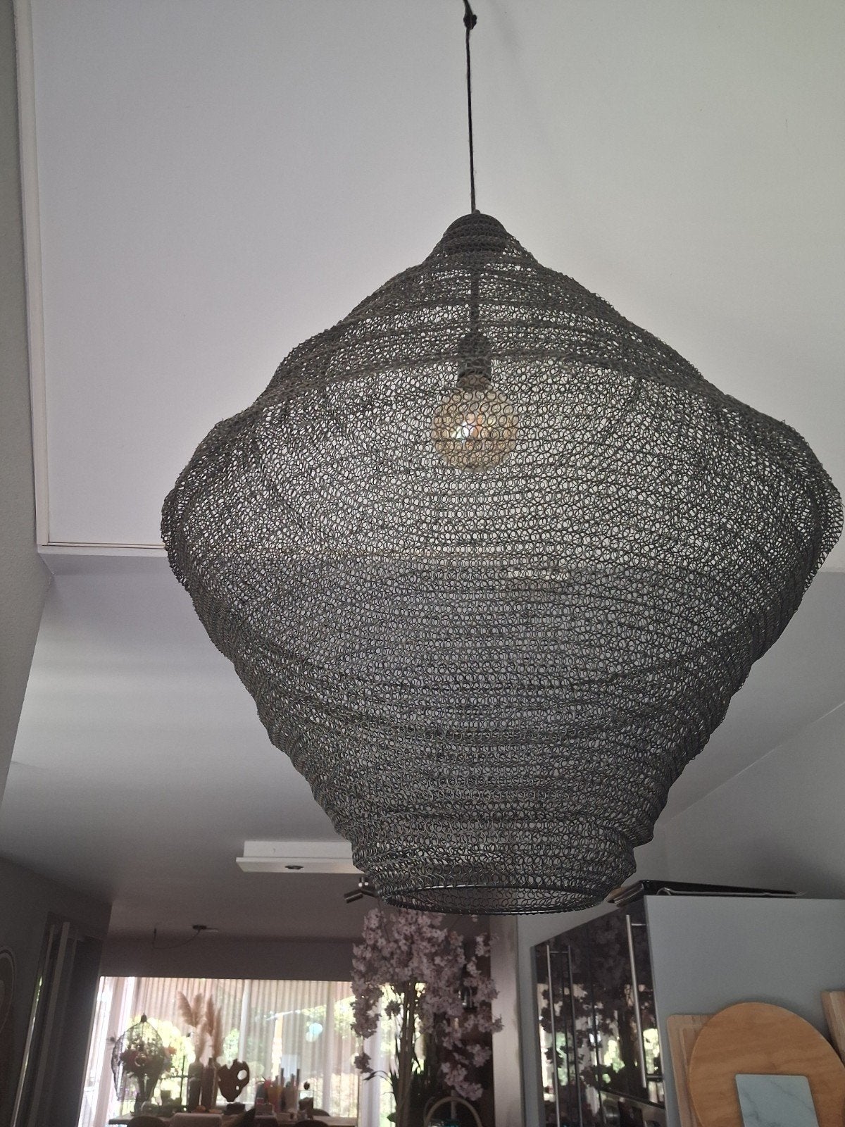 3x Zwarte draad hanglampen zgan, Huis en Inrichting, Lampen | Hanglampen, Ophalen, Zo goed als nieuw, Metaal, Modern, Industrieel, Bohemian