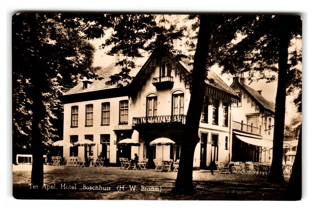Ter Apel, Hotel "Boschhuis", Verzenden, 1940 tot 1960, Ongelopen, Groningen