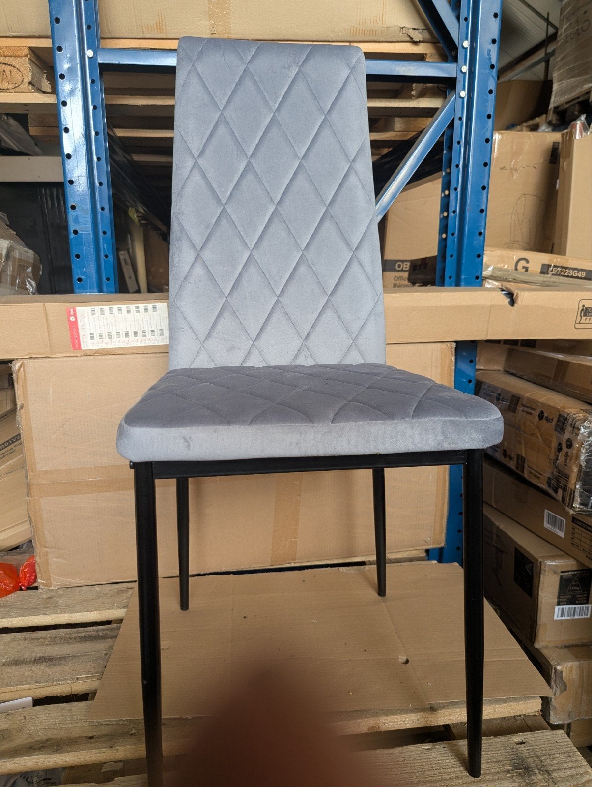 eetkamer stoelen - set van 4 - metaal stof - grijs - nieuw, Ophalen, Info@redealer.nl, Metaal, Redealer