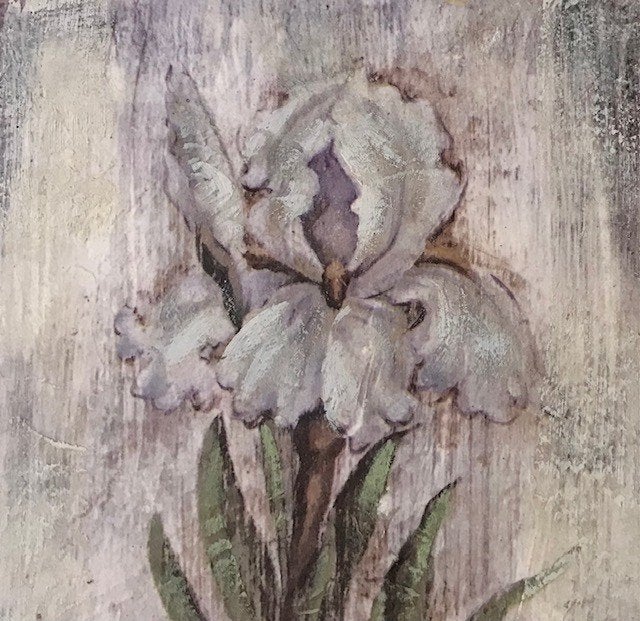 Fleur de Lis “schilderwerk / schilderijtje” op paneeltje, Hout, Decoratieobject, Ophalen of Verzenden, Zo goed als nieuw