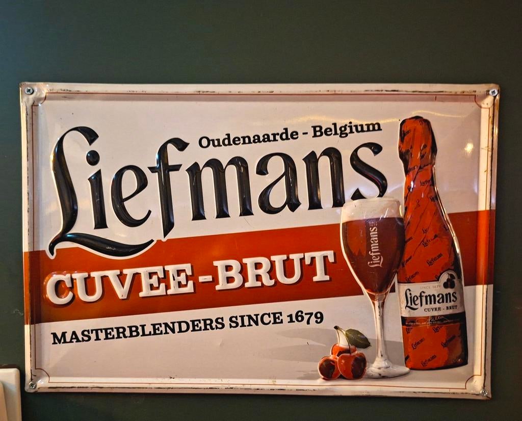 Metalen Reclamebord Liefmans Cuvee-Brut, Ophalen of Verzenden, Reclamebord, Plaat of Schild, Overige merken