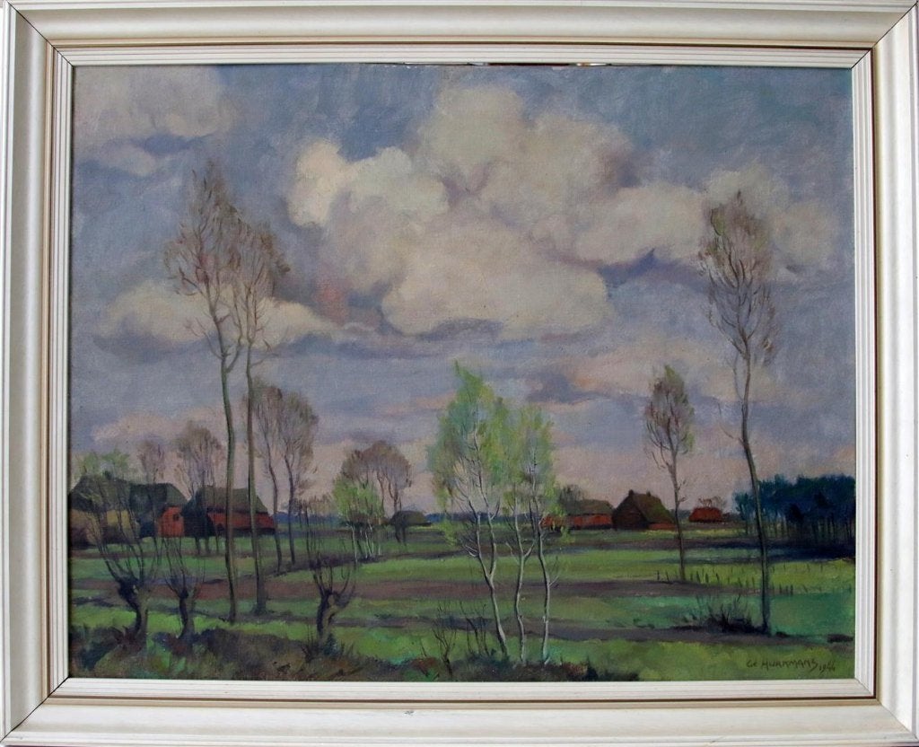 Brabants landschap 1944 Gerard Hurkmans ( 1911-1984 )Tilburg, Antiek en Kunst, Kunst | Schilderijen | Klassiek, Ophalen
