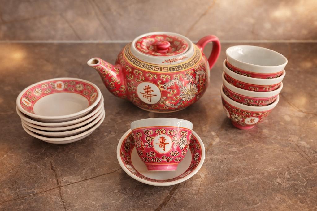Mun Shou Chinese theeset, Antiek en Kunst, Antiek | Servies los, Ophalen of Verzenden
