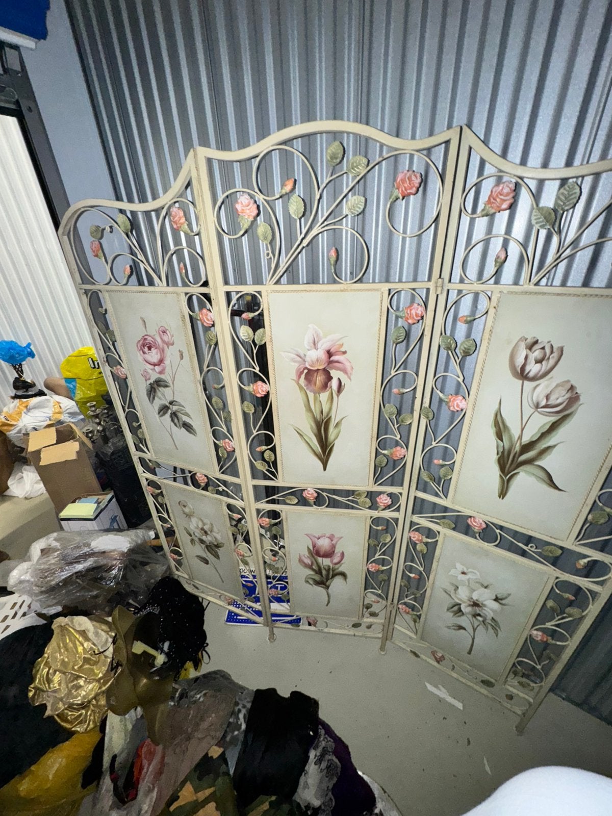 Vintage kamerscherm met bloemen, Ophalen, Zo goed als nieuw