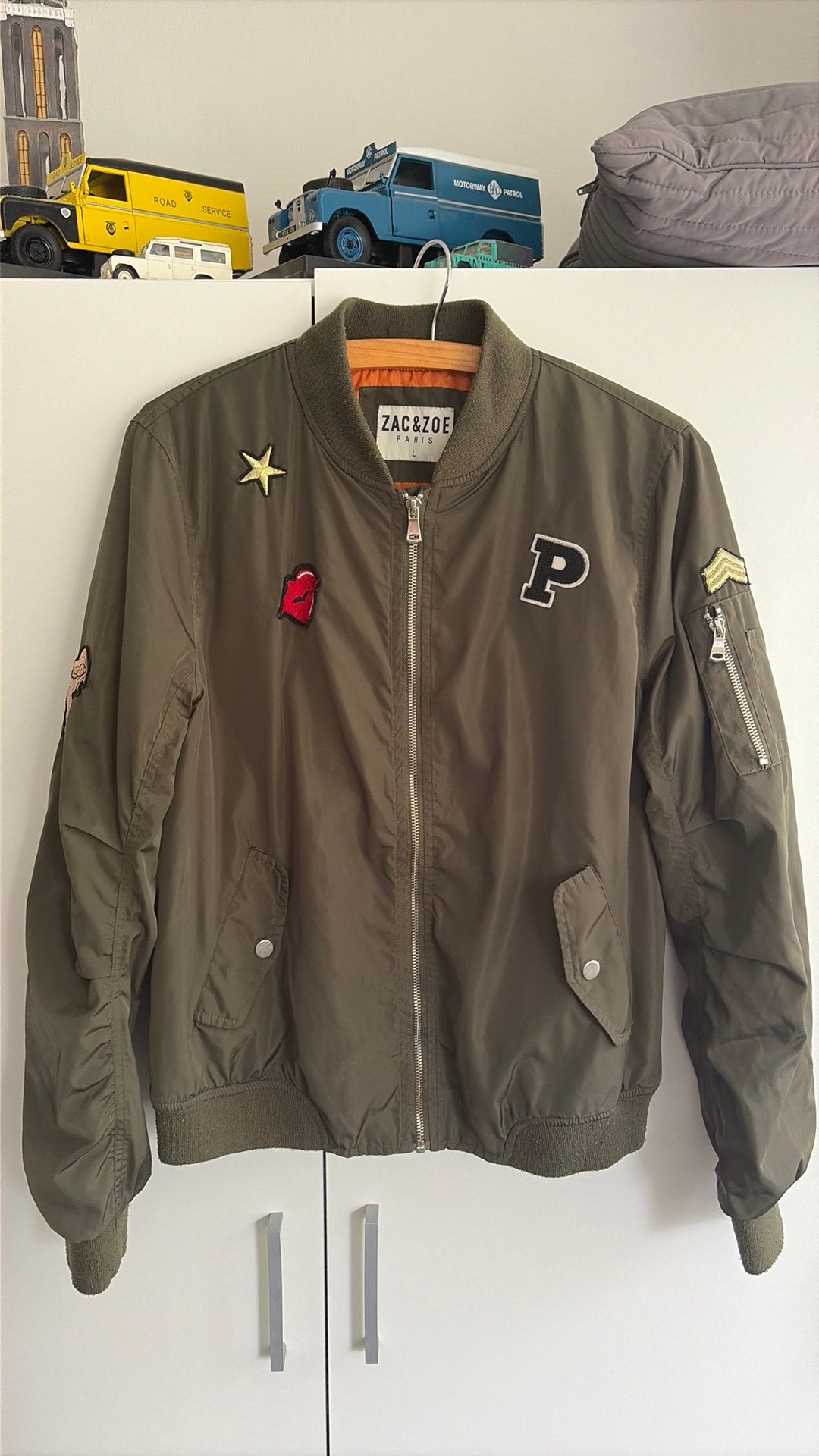 Groen bomberjack met patches, Ophalen of Verzenden, Gedragen, Maat 52/54 (L), Groen