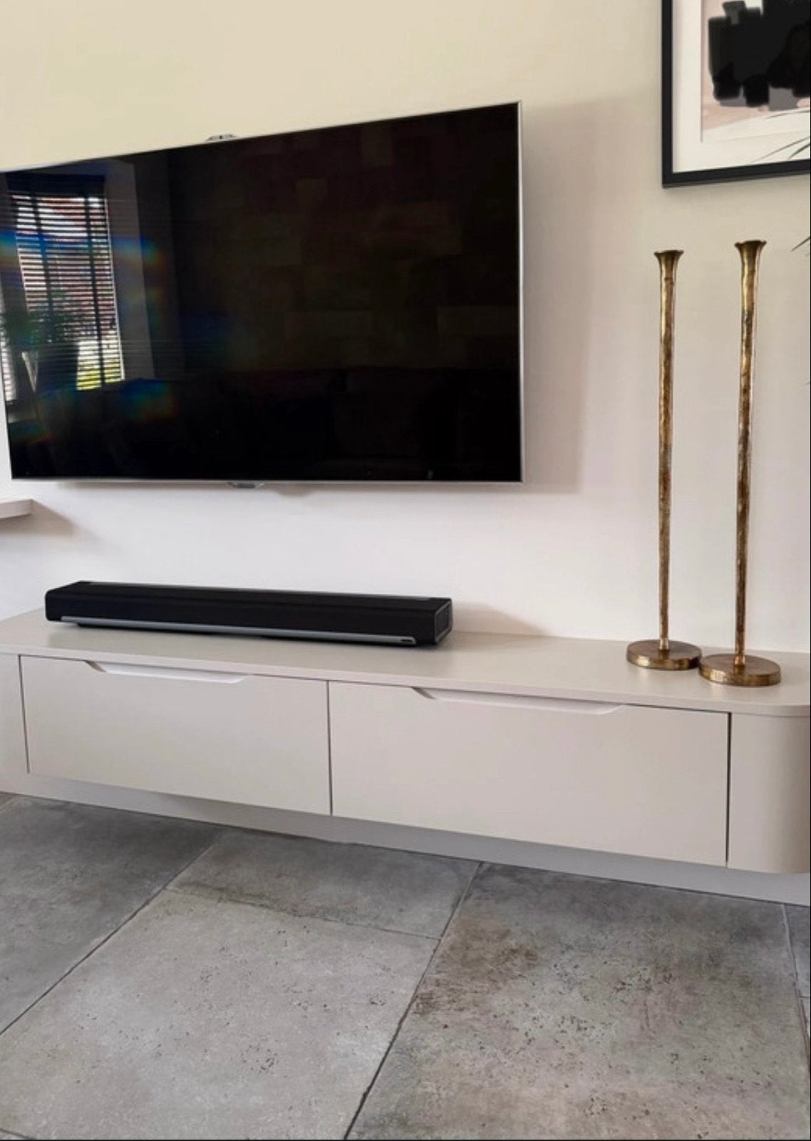 Moderne zwevende tv-kast met opbergruimte, Ophalen, Overige materialen, 150 tot 200 cm, Nieuw