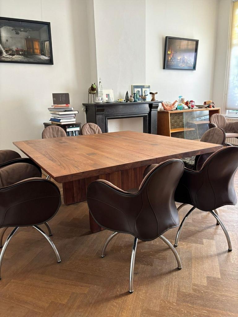 Prachtige geoliede noten tafel Celerina, Huis en Inrichting, Stoelen, Ophalen, Modern, Comfortabel, Bruin, Zo goed als nieuw