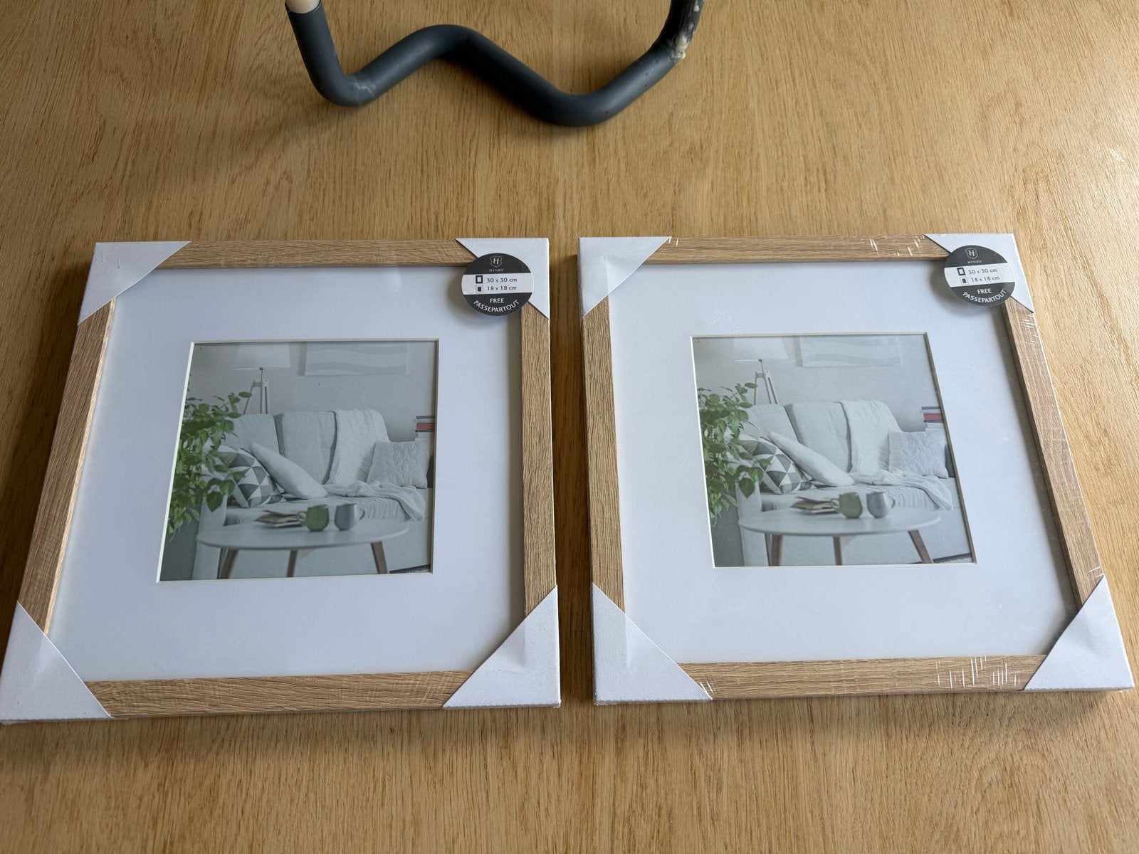 2x Henzo Fotolijst 30x30 cm met passe-partout, Bruin, Nieuw, Ophalen of Verzenden, Fotolijst