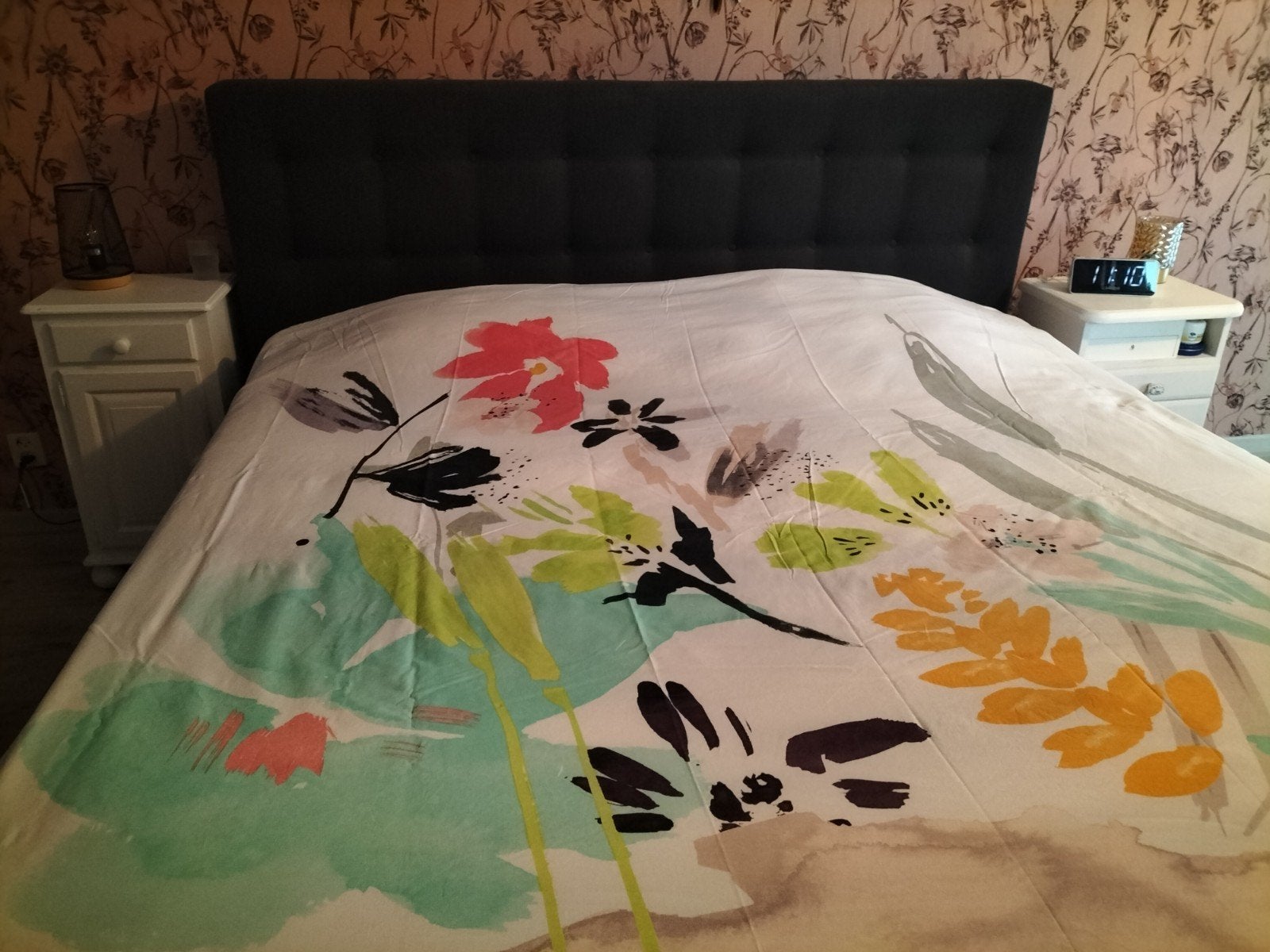 Donkergrijze boxspring zonder topper., Ophalen, Tweepersoons, Zo goed als nieuw, 180 cm