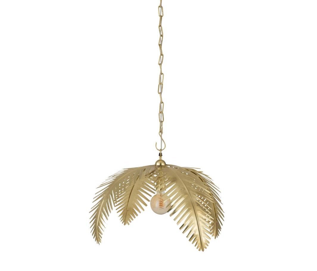 Gouden J-line hanglamp met palmbladeren - Bohemian stijl, Ophalen, Zo goed als nieuw, Metaal