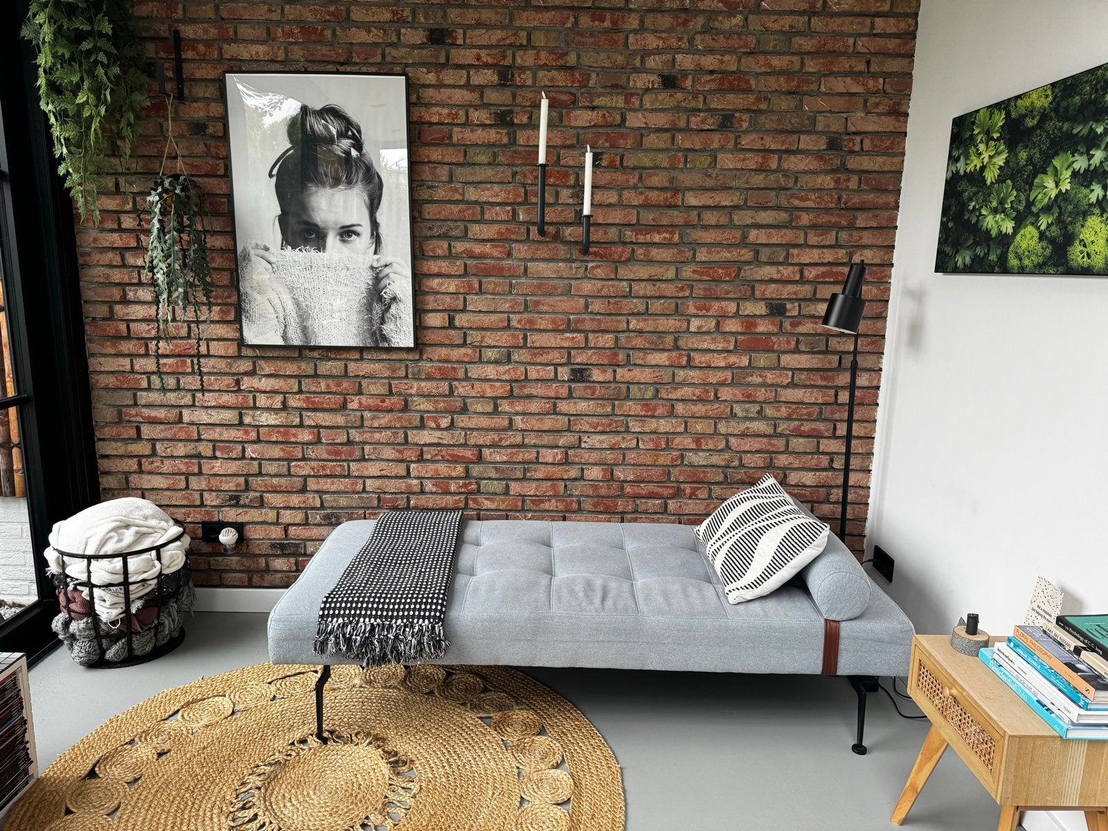 Grijs daybed met hoofdkussen - Scandinavisch design, Huis en Inrichting, Ophalen, Gebruikt, Eenpersoons, 150 tot 200 cm