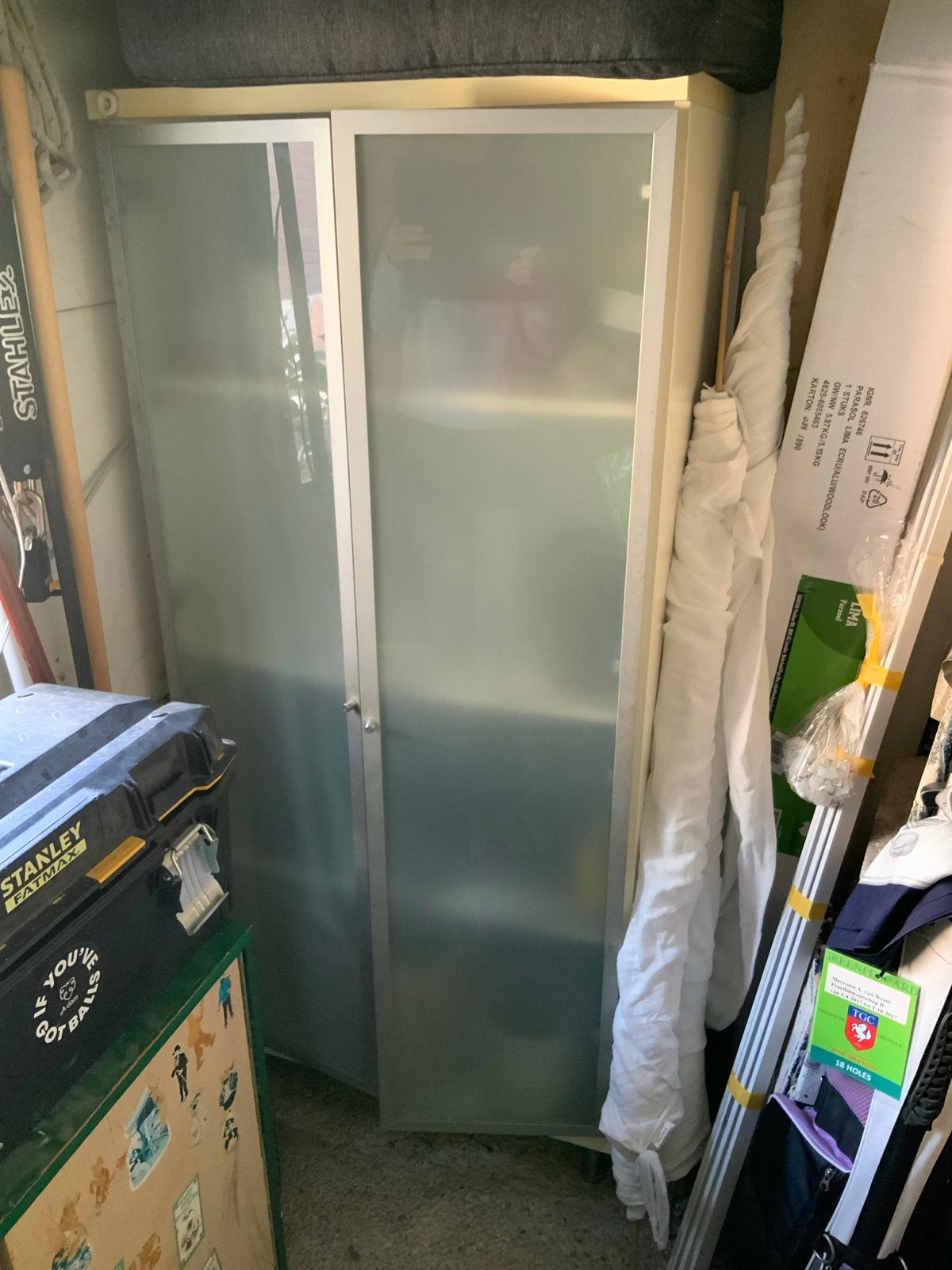 IKEA BONDE kastdeuren melkglas 140x35, Ophalen, Gebruikt, 200 cm of meer, 50 tot 100 cm