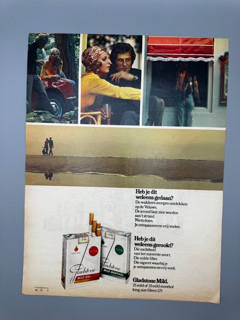 Vintage reclame Gladstone Mild, Veluwe en strand, Verzenden, Gebruikt, Overige typen