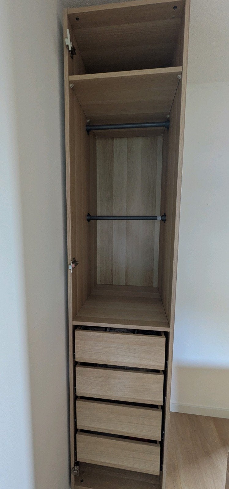 Ikea PAX kast, wit geglazuurd eikeneffect, 50x58x236cm, Ophalen, Gebruikt, 200 cm of meer, 50 tot 100 cm