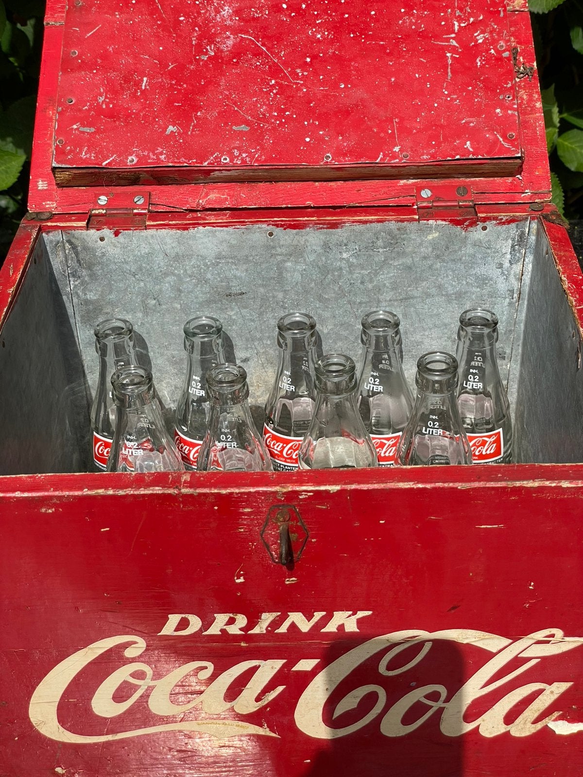 Antieke houten koelbox Coca-Cola, Ophalen, Gebruikt, Gebruiksvoorwerp, Coca-Cola