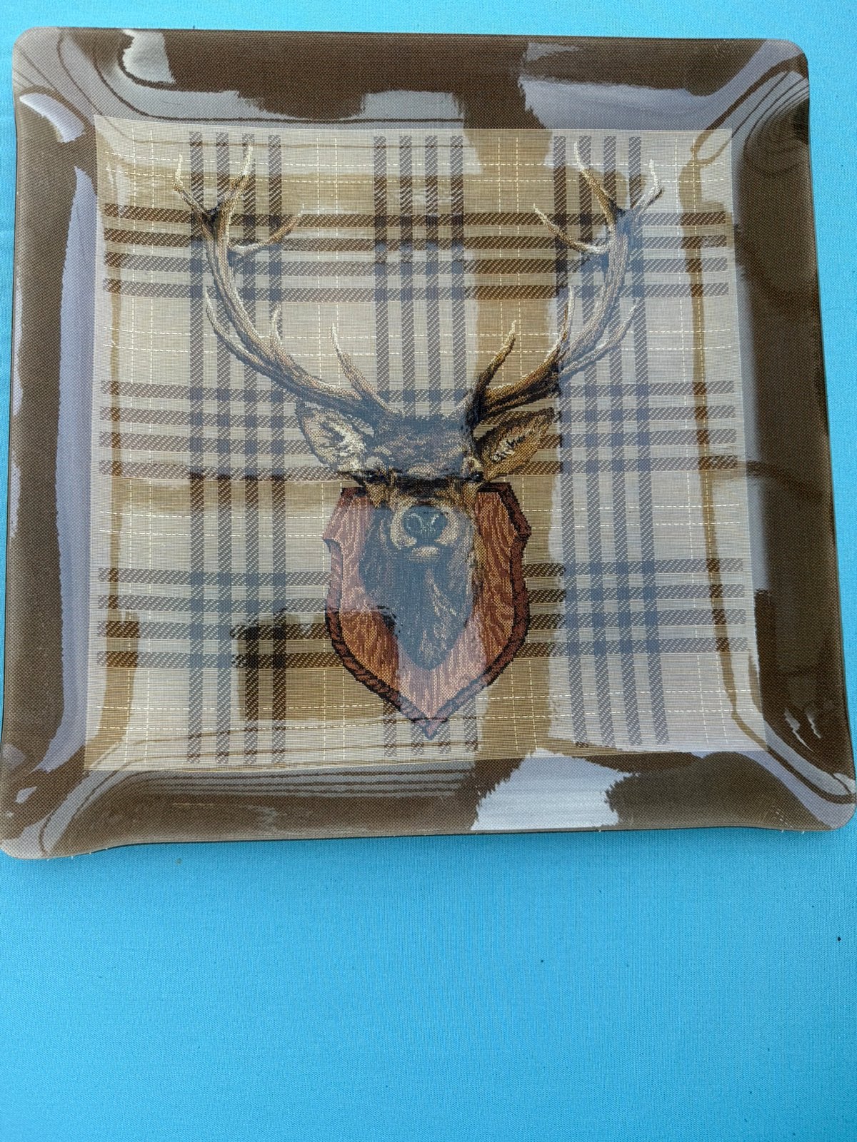 Mars & More dienblad hert tartan plexiglas design, Huis en Inrichting, Kunststof, Vierkant, Ophalen of Verzenden, Dienblad