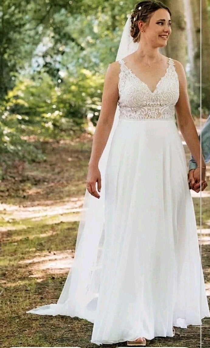 Bruidsjurk White One Barcelona en sluier Randy Fenoli, Trouwjurk, Wit, Ophalen of Verzenden, Zo goed als nieuw