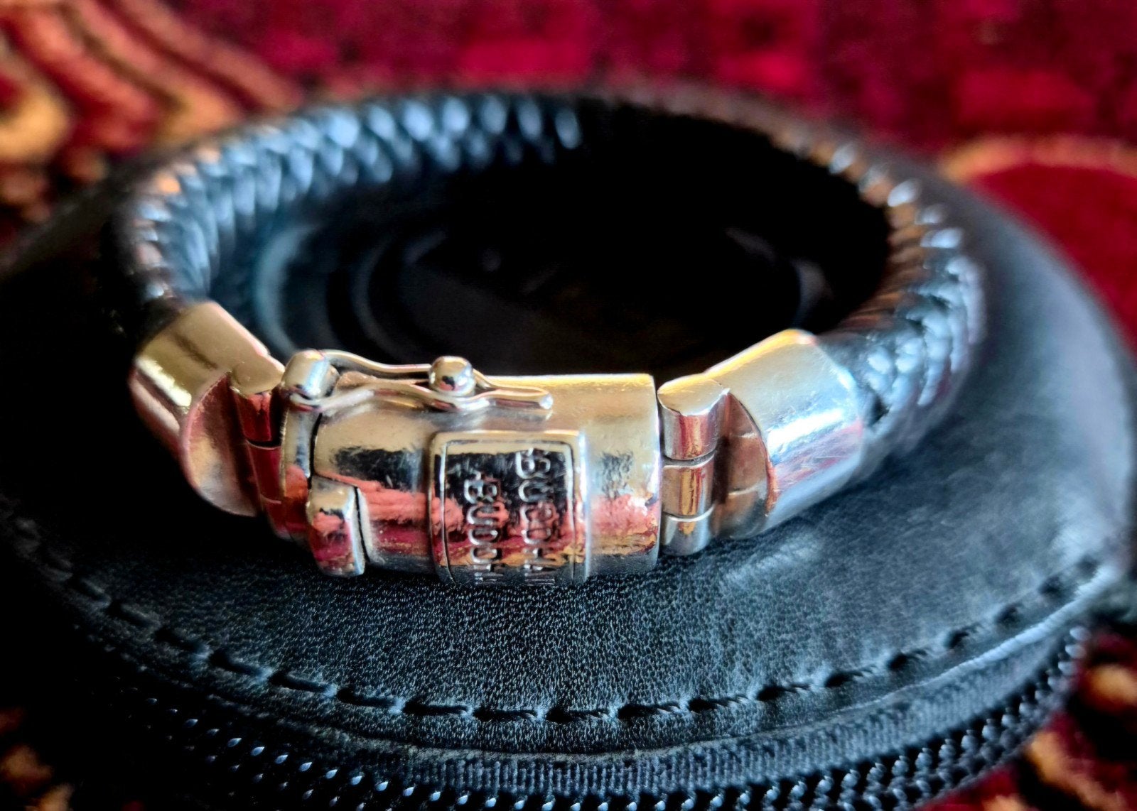 Buddha to buddha armband leer/zilver, Ophalen of Verzenden, Zo goed als nieuw, Zilver, Zilver