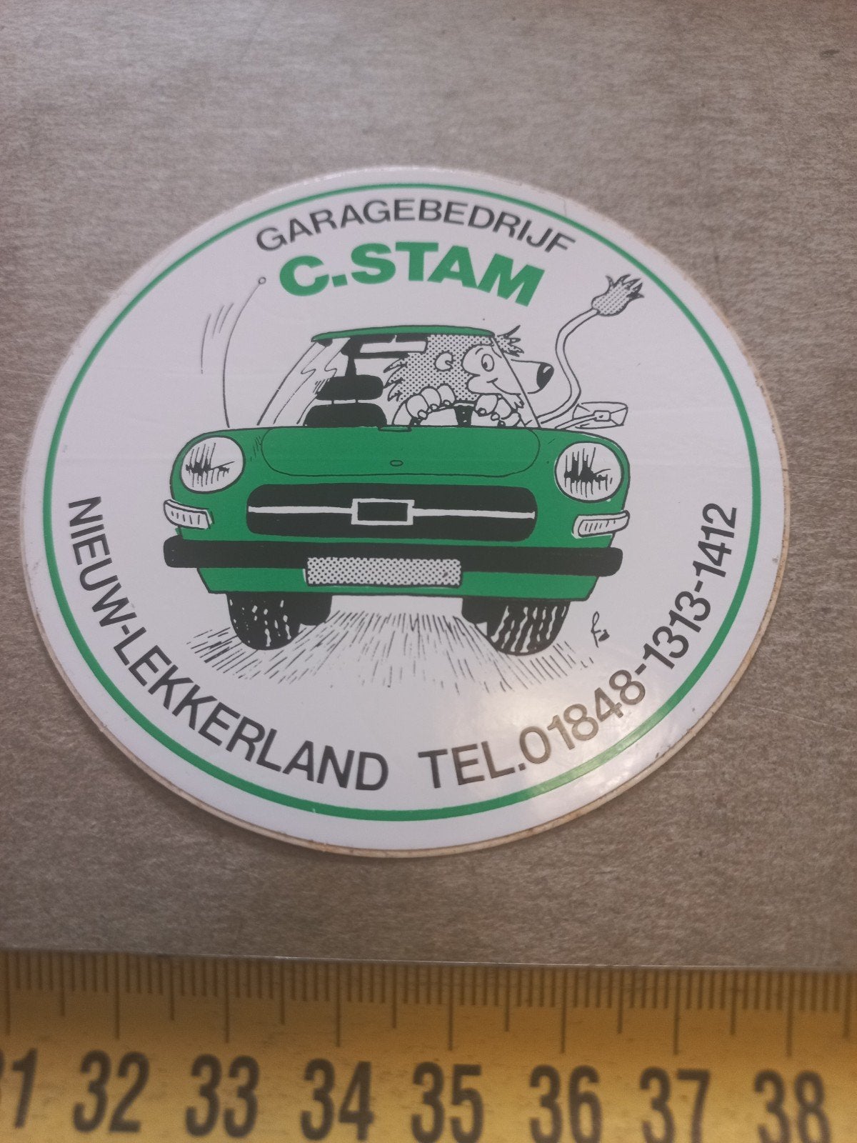 Vintage Garagebedrijf C. Stam Sticker Nieuw-Lekkerland, Ophalen of Verzenden, Gebruikt