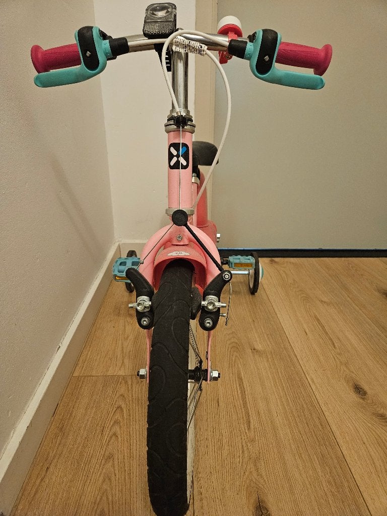 B'TWIN 14 inch roze kinderfiets, Ophalen, Zijwieltjes, B'Twin, Trommelrem