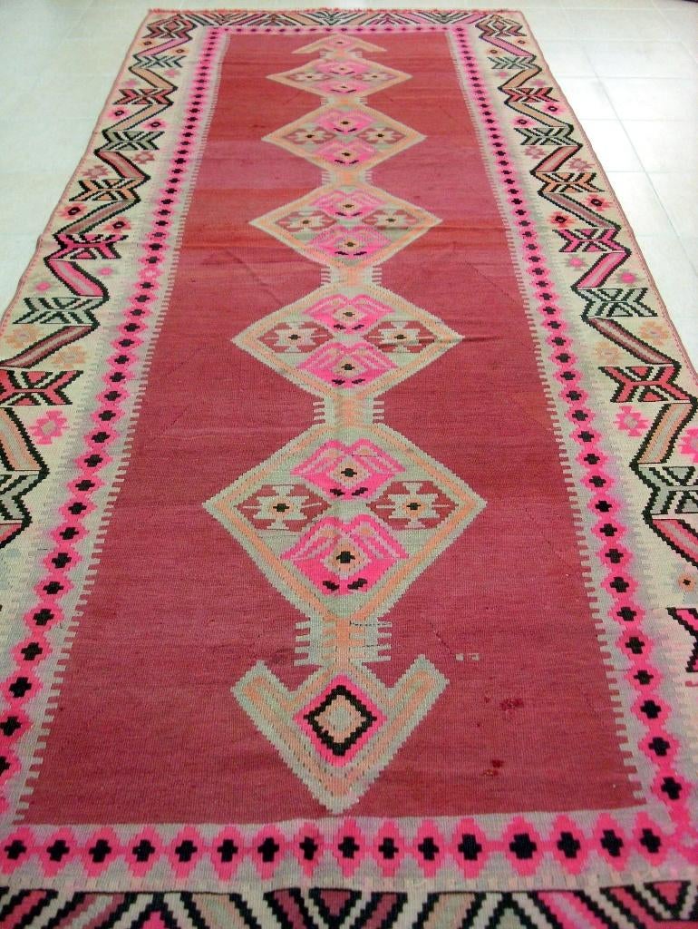 Perzisch tapijt HARSIN wol kelim 395 x160/Oosters Vloerkleed, Www.simatapijten.nl, 150 tot 200 cm, 200 cm of meer, Ophalen of Verzenden
