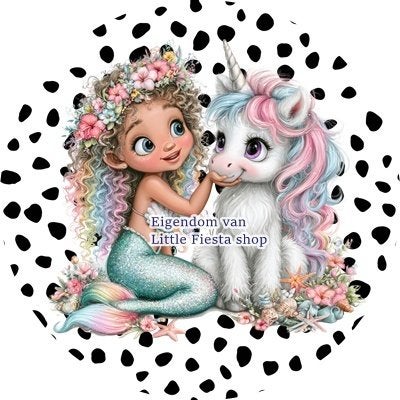 lf1041 icing frosting zeemeermin eenhoorn 19cm eetbare print, Ophalen of Verzenden, Nieuw, Taarten, Versiering