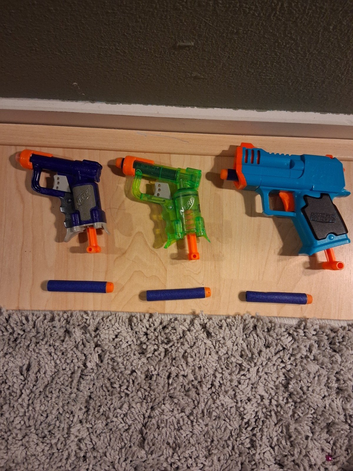 Drie Nerf pistolen met zes pijltjes inbegrepen, Ophalen, Gebruikt