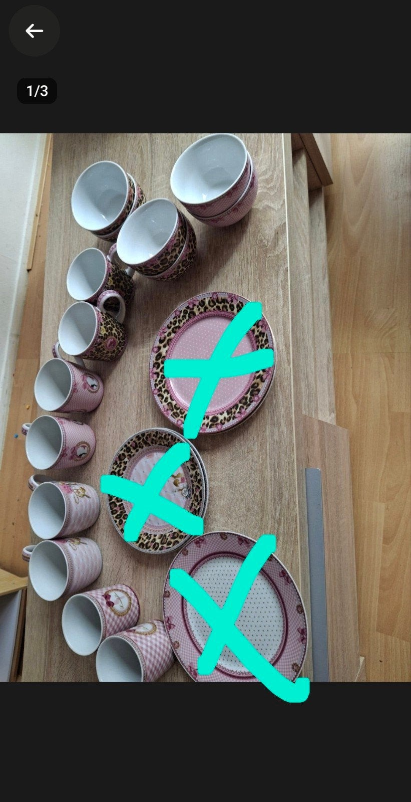 Roze servies met luipaardprint en strikjes Little Diva, Verzenden, Aardewerk, Overige stijlen