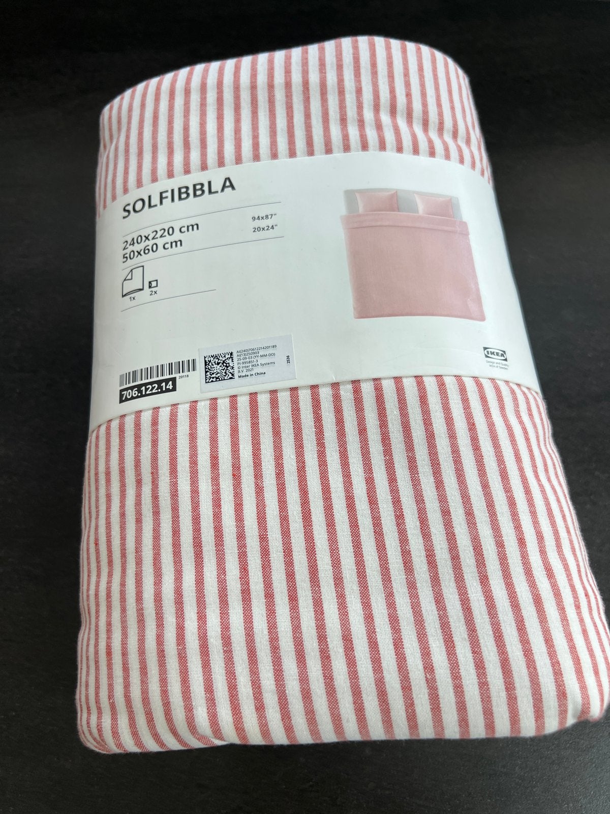IKEA SOLFIBBLA Dekbedovertrekset - Rood/Wit gestreept, Meerkleurig, Dekbedovertrek, Katoen, Ophalen of Verzenden