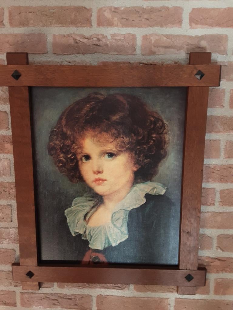 Schilderij met houten  lijst. 54x46 cm., Ophalen, Zo goed als nieuw, Schilderij
