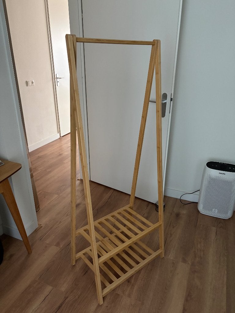 Kledingrek bamboe met 2 vakken (150x40x60), Ophalen, Gebruikt