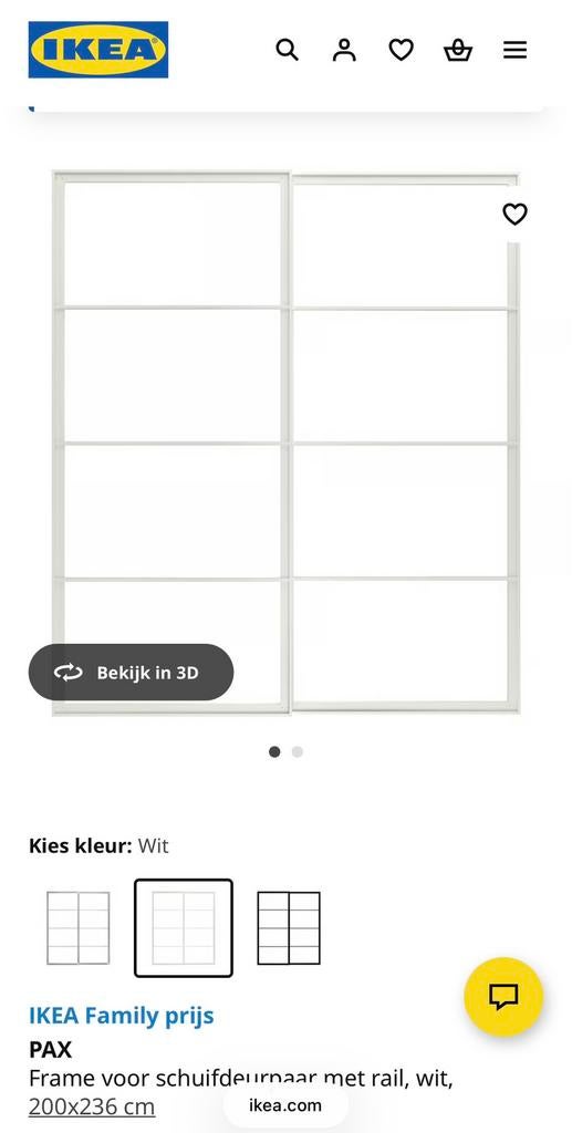 Ikea pax schuifdeurpaar met rail wit, Ophalen, Nieuw, 200 cm of meer, 200 cm of meer