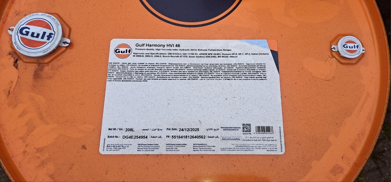 Hydrauliek olie 46, Ophalen