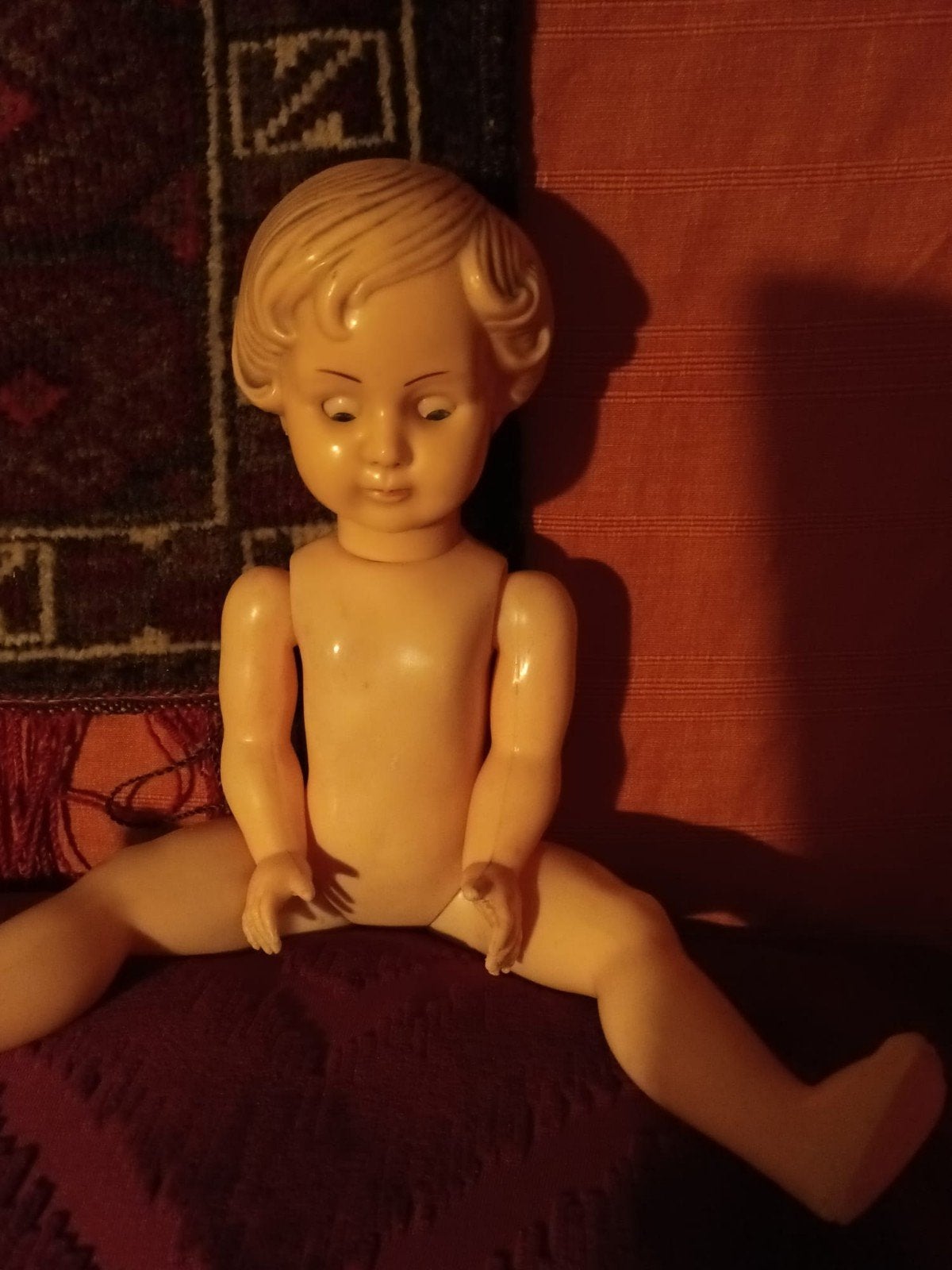 Oude pop met bewegende ogen - 40 cm, Verzamelen, Poppen, Verzenden, Gebruikt, Pop