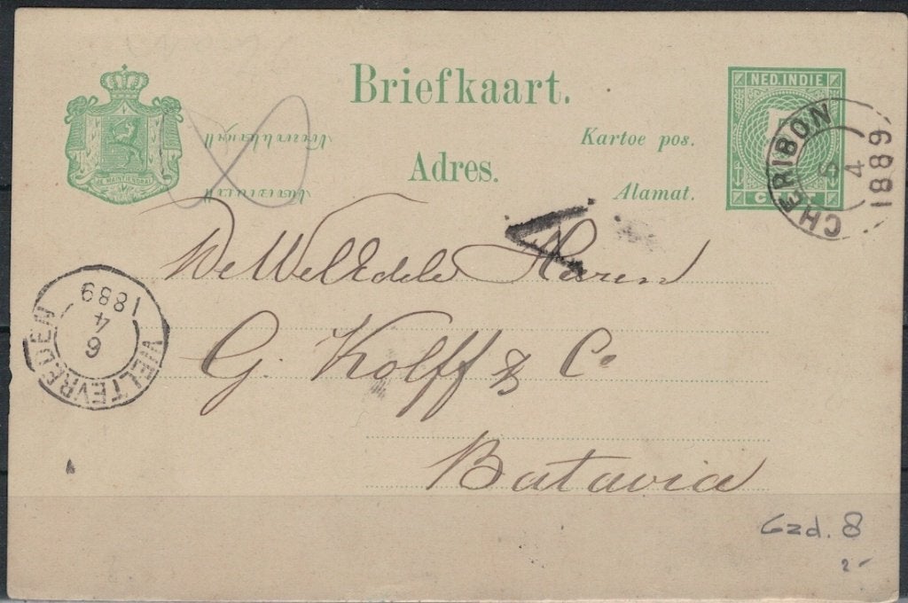 B1393 Ned.Indie Briefkaart, Postzegels en Munten, Verzenden, Gestempeld, Nederlands-Indië