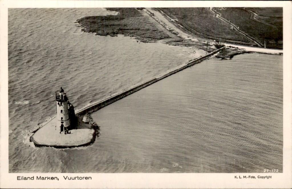 Marken - Vuurtoren - Luchtfoto, Ophalen of Verzenden, 1940 tot 1960, Ongelopen, Noord-Holland