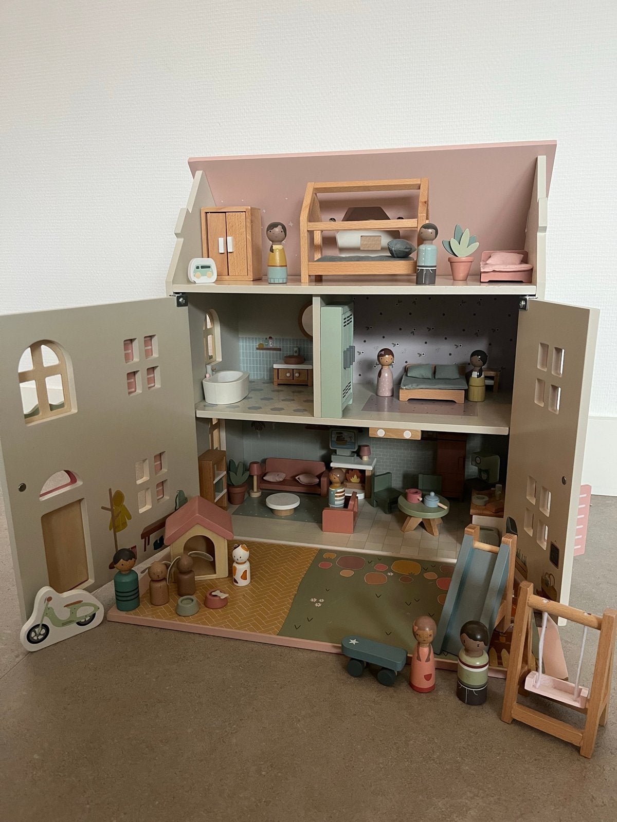 Little Dutch Houten Poppenhuis met Meubels en poppetjes, Kinderen en Baby's, Ophalen, Zo goed als nieuw, Poppenhuis