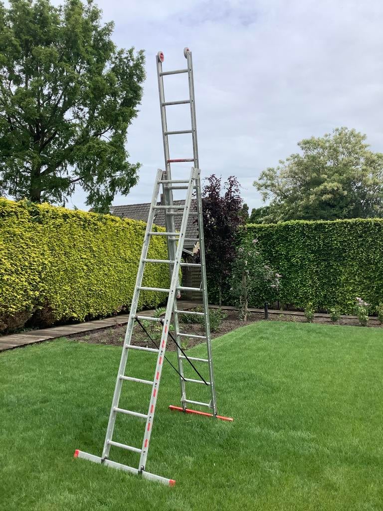 Altrex reform ladder met 2 stabilisatoren, uitschuifbaar 7 m, Ophalen, Gebruikt, Ladder, Opvouwbaar of Inschuifbaar