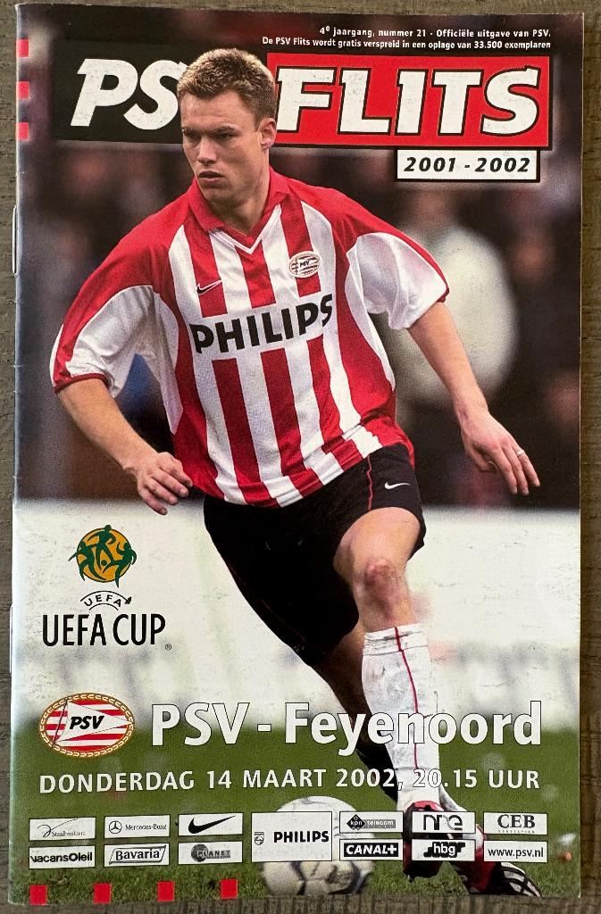 Programma PSV - Feyenoord 2001-2002 UEFA-Cup, Verzenden, Zo goed als nieuw, Feyenoord, Boek of Tijdschrift