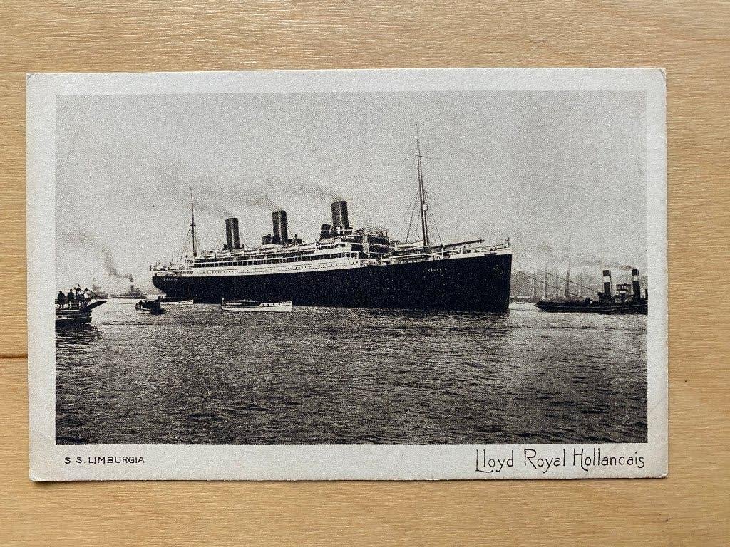 kaart ss Limburgia 1922-1922 Koninklijke Hollandsche Lloyd, Ophalen of Verzenden, Gebruikt, Motorboot, Kaart, Foto of Prent